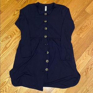 Navy Blue Long sleeve Cardigan/Dress with pockets